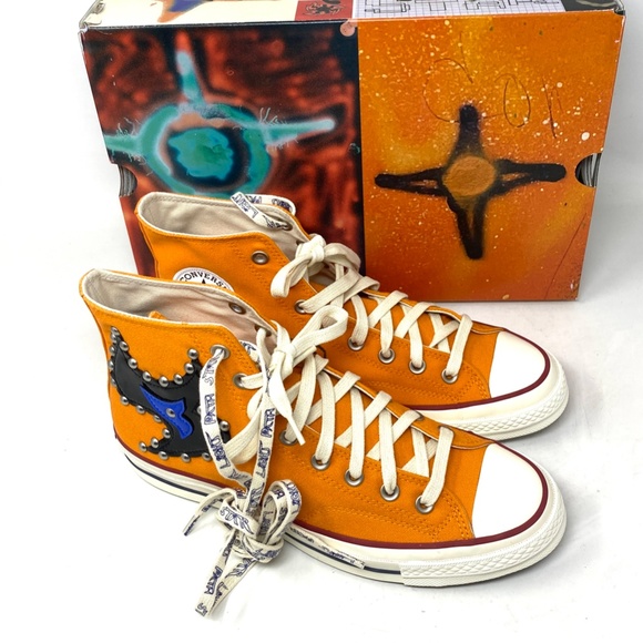 Converse x Come Tees Chuck 70 Shoes Orange Canvas Women Sneakers High A01762C - Picture 7 of 11